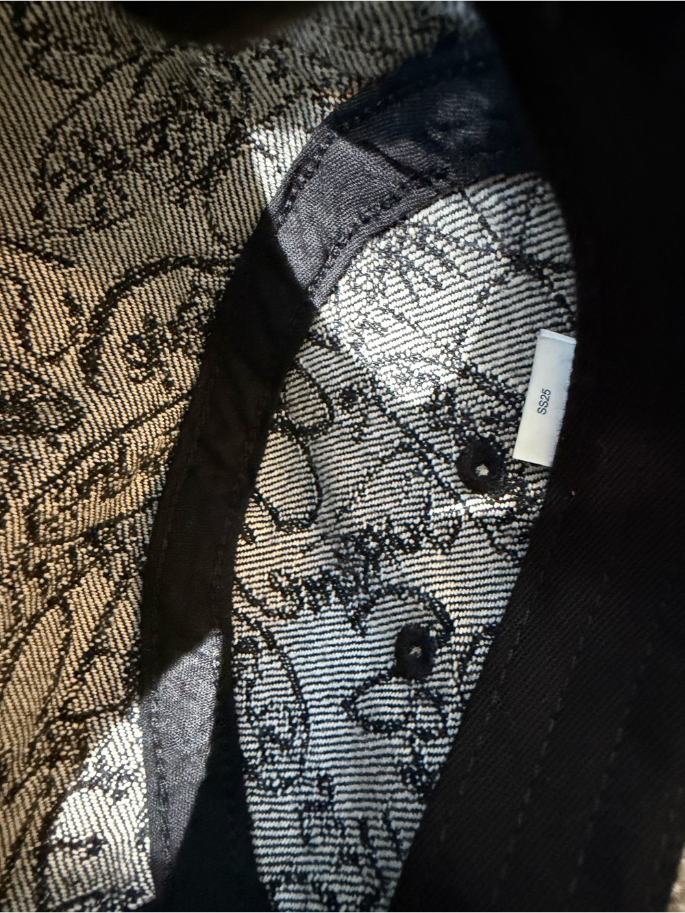 Supreme Black & White Script Pattern Strapback Cap - Picture 5 of 5